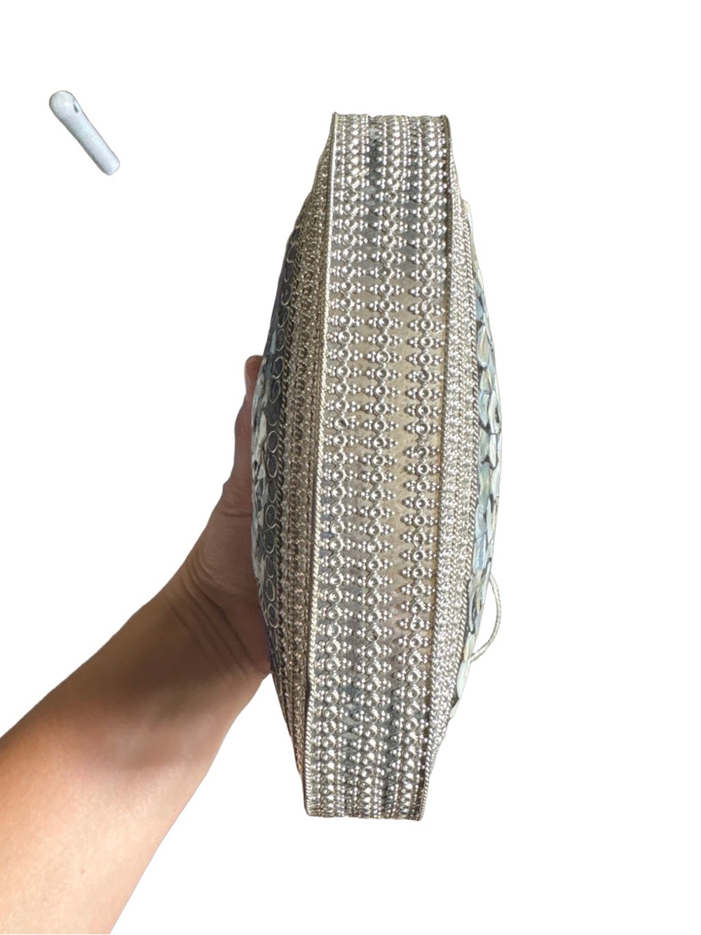 Mosaic Mother of Pearl, Silver and Blue Crossbody Bag - Picture 6 of 7